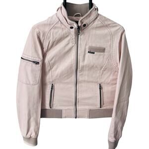 Members Only Blush Faux Leather Iconic Racer Bomber Jacket Women’s SM